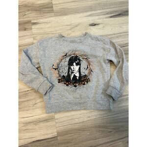 Wednesday Addams Girls Gray embroidered Lets Have a Seance Sweatshirt Medium 7-8